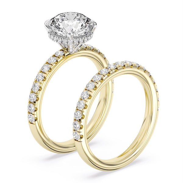 Signature EcoLove Diamond Dreams 3-3/4 CTW 100 Facet Centurion Lab Grown Diamond Bridal Set in 18KT Yellow Gold