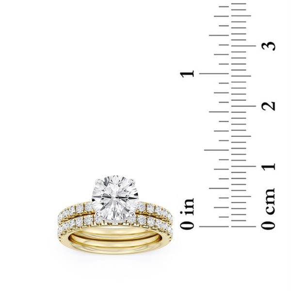 Signature EcoLove Diamond Dreams 3-3/4 CTW 100 Facet Centurion Lab Grown Diamond Bridal Set in 18KT Yellow Gold