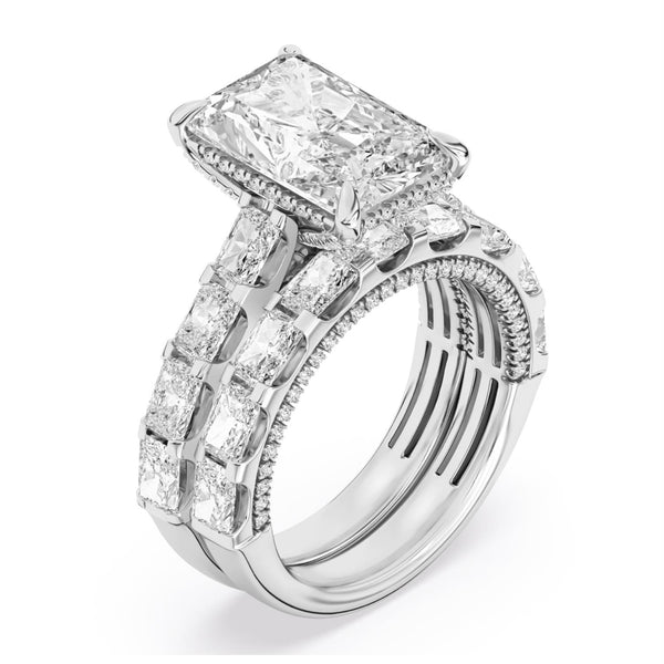 White Diamond Bridal Set Ring in 950 Platinum