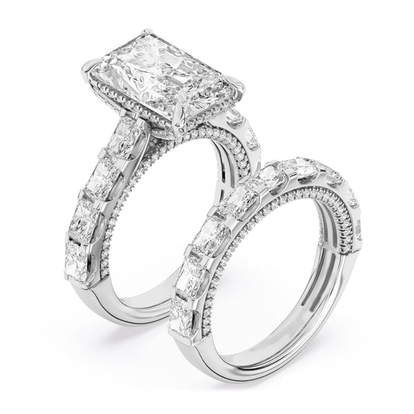 White Diamond Bridal Set Ring in 950 Platinum