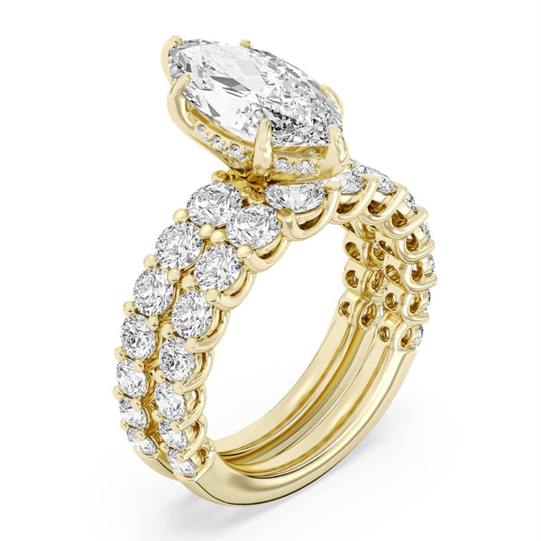 White Diamond Bridal Set Ring in 14KT Gold