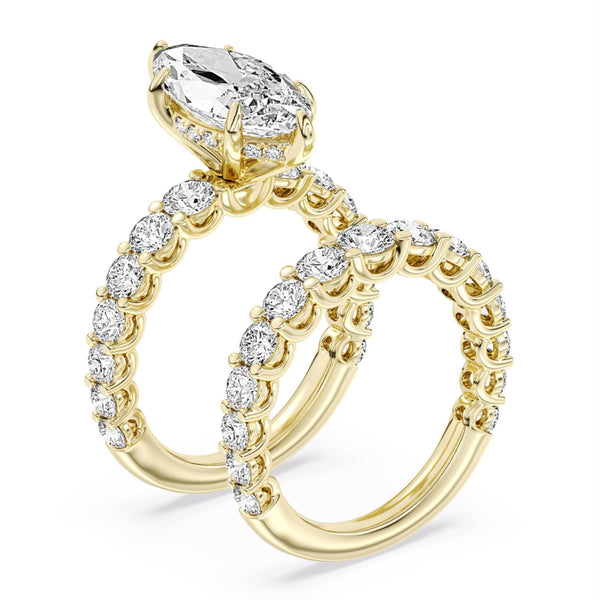 White Diamond Bridal Set Ring in 14KT Gold
