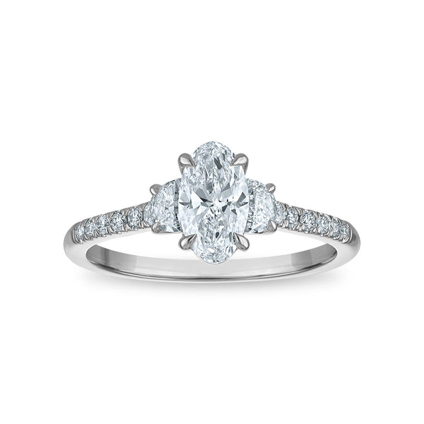 White Diamond Three Stone Ring in 14KT Gold