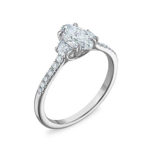 White Diamond Three Stone Ring in 14KT Gold