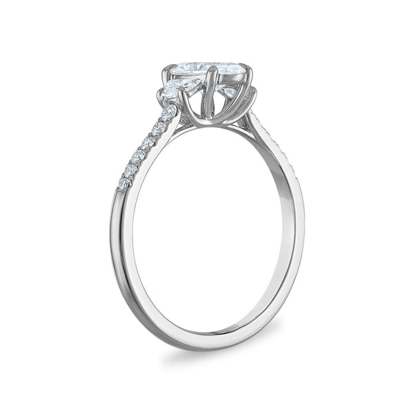 White Diamond Three Stone Ring in 14KT Gold