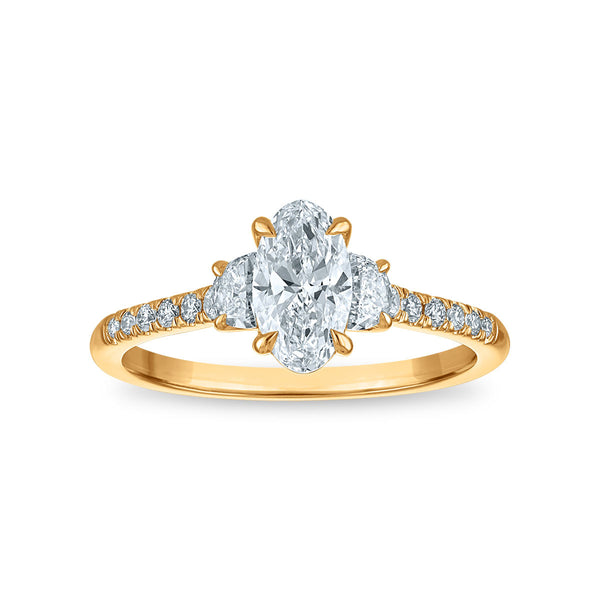 White Diamond Three Stone Ring in 14KT Gold