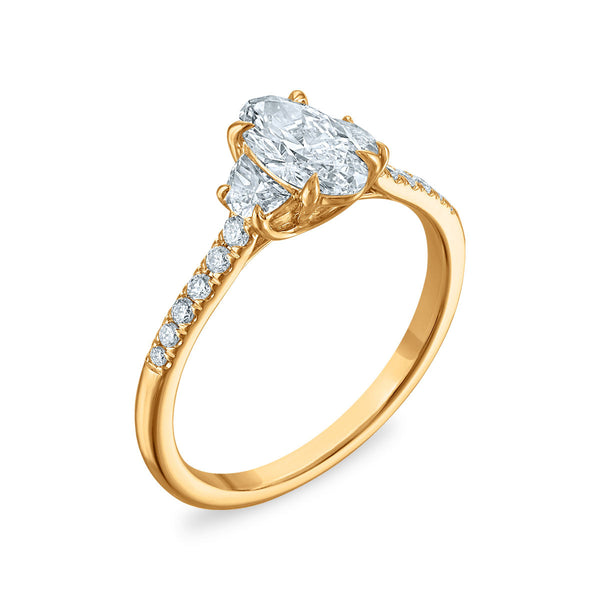 White Diamond Three Stone Ring in 14KT Gold