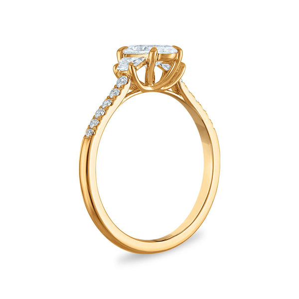 White Diamond Three Stone Ring in 14KT Gold