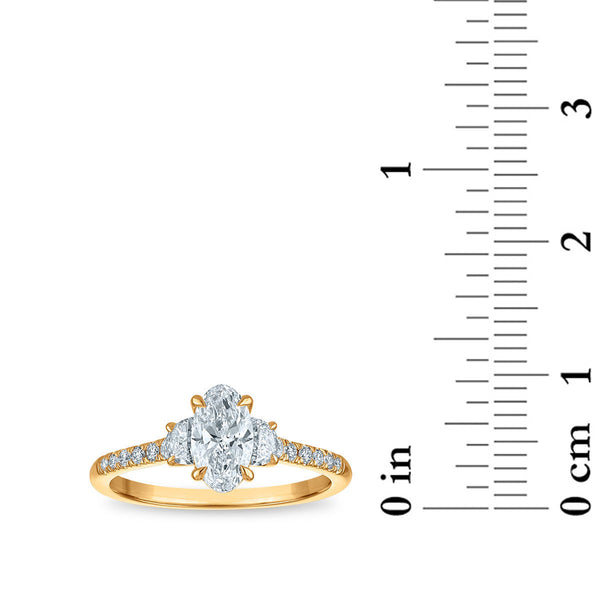 White Diamond Three Stone Ring in 14KT Gold