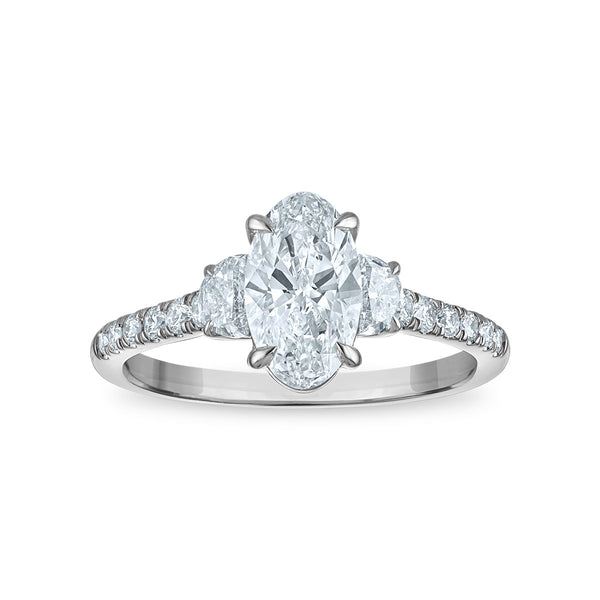 White Diamond Three Stone Ring in 14KT Gold