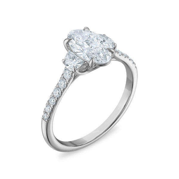 White Diamond Three Stone Ring in 14KT Gold