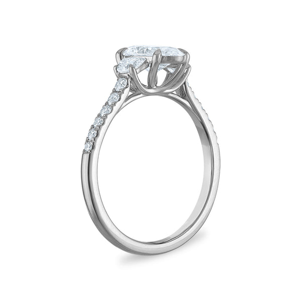 White Diamond Three Stone Ring in 14KT Gold