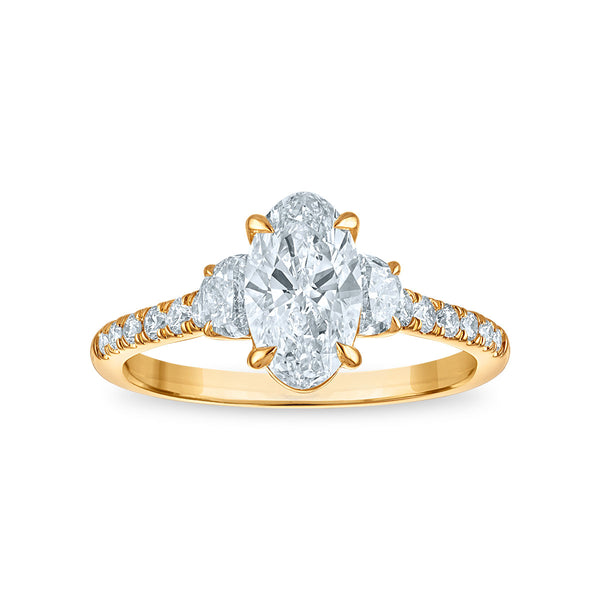 White Diamond Three Stone Ring in 14KT Gold