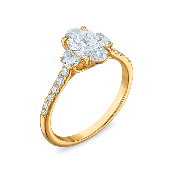 White Diamond Three Stone Ring in 14KT Gold
