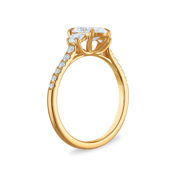 White Diamond Three Stone Ring in 14KT Gold