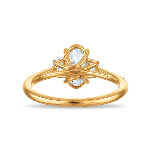 White Diamond Three Stone Ring in 14KT Gold