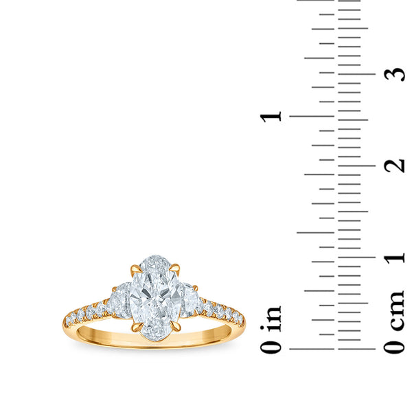 White Diamond Three Stone Ring in 14KT Gold