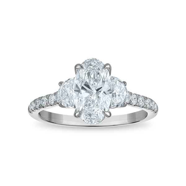 White Diamond Three Stone Ring in 14KT Gold