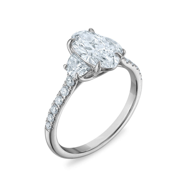 White Diamond Three Stone Ring in 14KT Gold