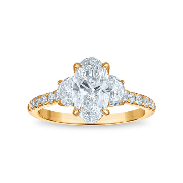White Diamond Three Stone Ring in 14KT Gold