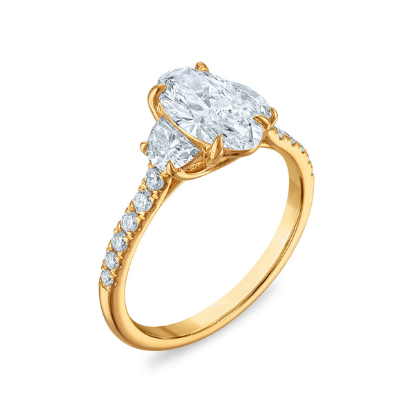 White Diamond Three Stone Ring in 14KT Gold