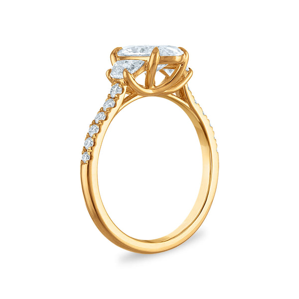 White Diamond Three Stone Ring in 14KT Gold