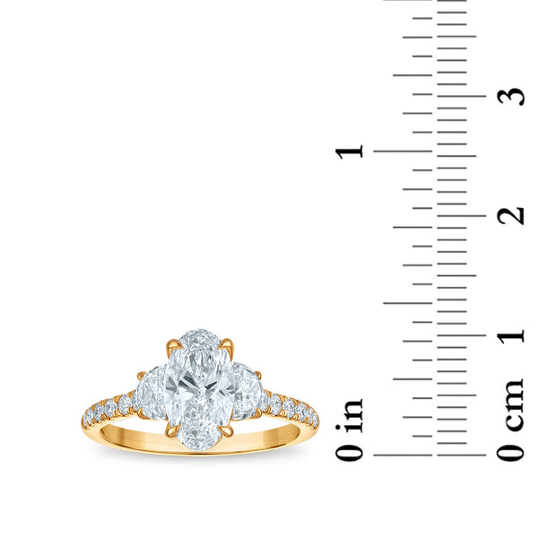 White Diamond Three Stone Ring in 14KT Gold
