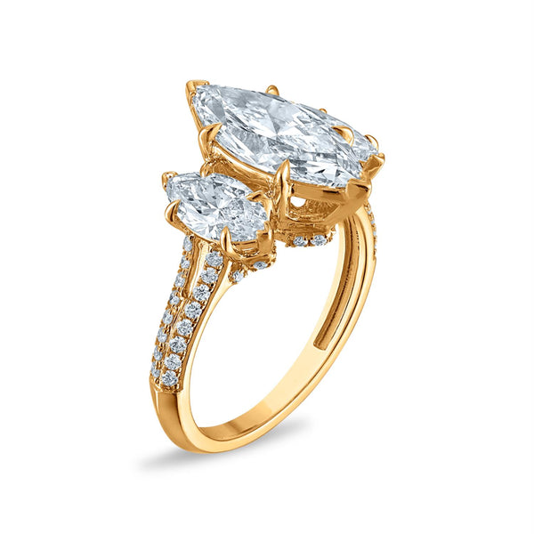 Signature EcoLove 4 CTW Lab Grown Diamond Three Stone Ring in 14KT Yellow Gold