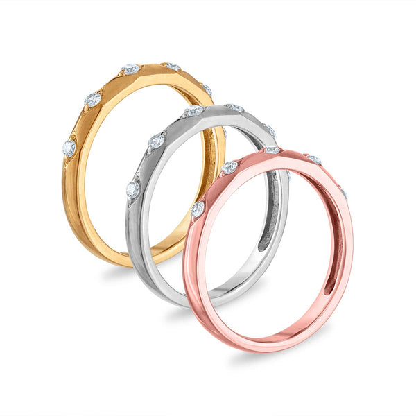 LoveSong 3/8 CTW Lab Grown Diamond Three Ring Set in Tri-Color Sterling Silver
