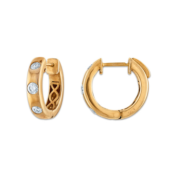 LoveSong 3/4 CTW Lab Grown Diamond Hoop Huggie Earrings in 18KT Gold Vermeil