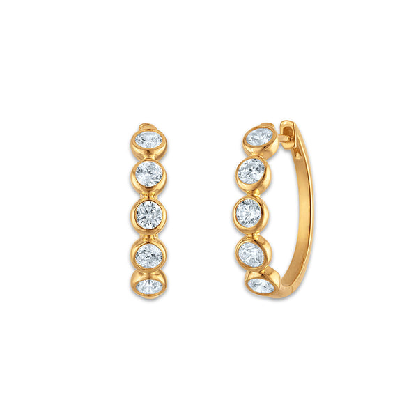 White Diamond Hoop Earrings in 925 Silver