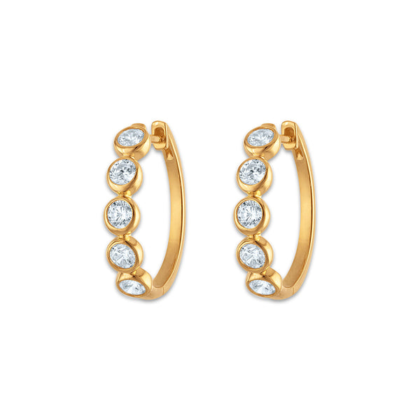 White Diamond Hoop Earrings in 925 Silver