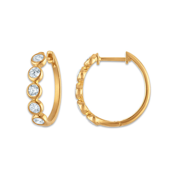 White Diamond Hoop Earrings in 925 Silver