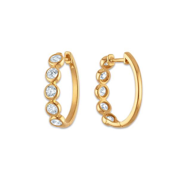 White Diamond Hoop Earrings in 925 Silver