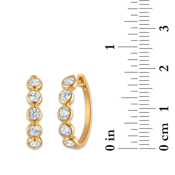 White Diamond Hoop Earrings in 925 Silver