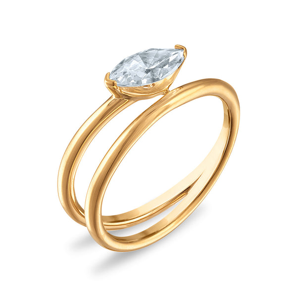 LoveSong 3/4 CTW Lab Grown Diamond Ring in 18KT Gold Vermeil. Size 7
