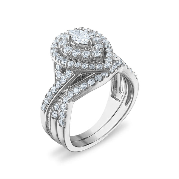 LoveSong EcoLove 1 1/4 CTW Lab Grown Diamond Halo Bridal Set in 10KT White Gold