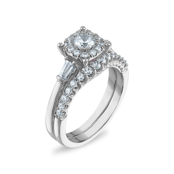 LoveSong EcoLove 1 CTW Lab Grown Diamond Halo Bridal Set in 10KT White Gold