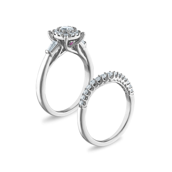 LoveSong EcoLove 1 CTW Lab Grown Diamond Halo Bridal Set in 10KT White Gold