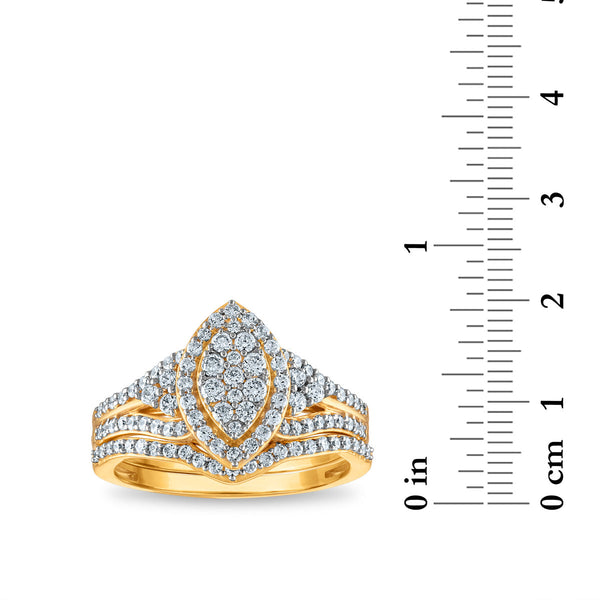 LoveSong EcoLove 3/4 CTW Lab Grown Diamond Halo Bridal Set in 10KT Yellow Gold