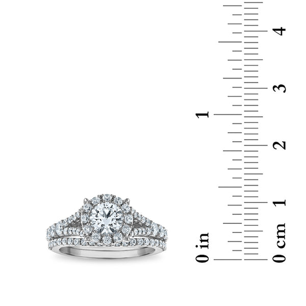 LoveSong EcoLove 2 CTW Lab Grown Diamond Halo Bridal Set in 10KT White Gold