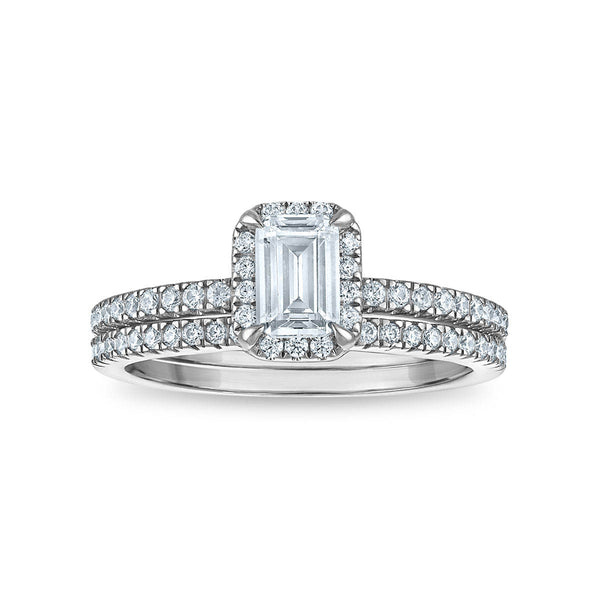 LoveSong EcoLove 1 CTW Lab Grown Diamond Halo Bridal Set in 10KT White Gold