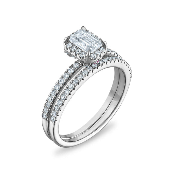 LoveSong EcoLove 1 CTW Lab Grown Diamond Halo Bridal Set in 10KT White Gold