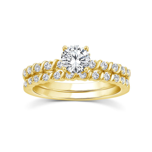 EcoLove Green Pure 1 CTW Lab Grown Diamond Bridal Set in 10KT Yellow Gold