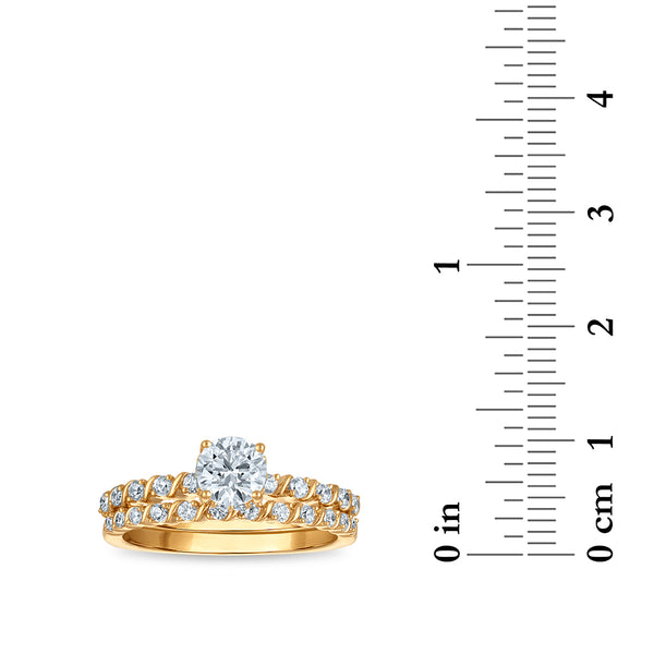 EcoLove Green Pure 1 CTW Lab Grown Diamond Bridal Set in 10KT Yellow Gold