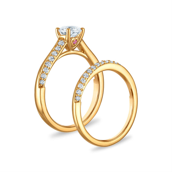 EcoLove Green Pure 1 CTW Lab Grown Diamond Bridal Set in 10KT Yellow Gold