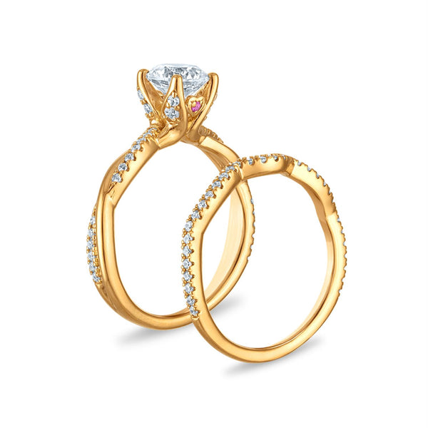EcoLove Green Pure 1-1/3 CTW Lab Grown Diamond Bridal Set in 10KT Gold