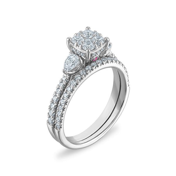 White Diamond Bridal Ring in 10KT Gold
