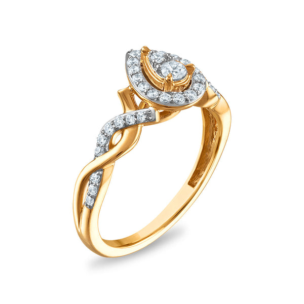 LoveSong EcoLove 1/3 CTW Lab Grown Diamond Promise Halo Pear Shaped Ring in 10KT Yellow Gold