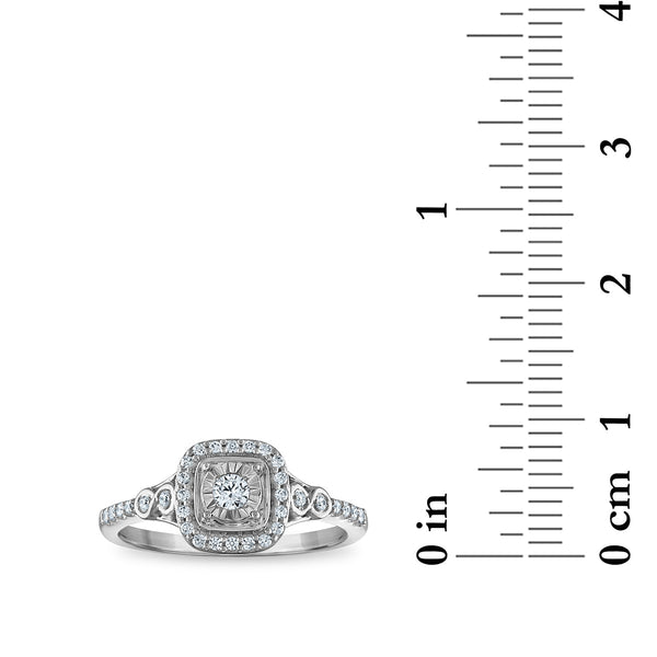 LoveSong EcoLove 1/4 CTW Lab Grown Diamond Halo Promise Ring in Rhodium Plated Sterling Silver